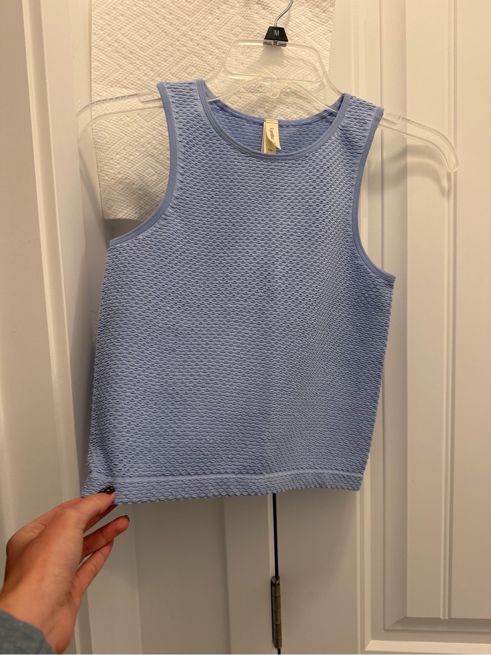 open stitch shimmer tank